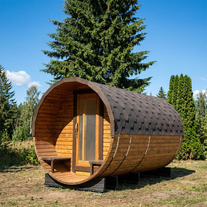 Баня-бочка 3 метра (с крыльцом)