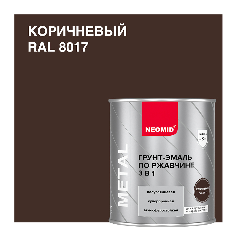 NEOMID Грунт-эмаль по ржавчине коричневый RAL 8017
