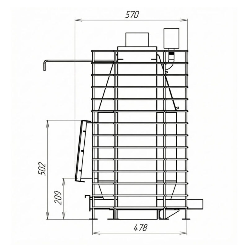 Печь MATEA Enadyn M размер сбоку