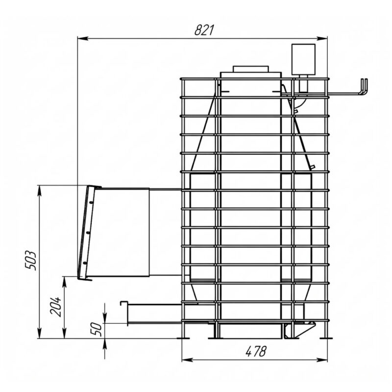 Печь MATEA Enadyn ТЕЛЕСКОП XL размер сбоку