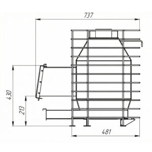 Печь MATEA Valun XL размер сбоку