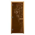 Дверь стеклянная Бронза Матовая "БЕРЁЗКА" 190x70 (8 мм, 3 петли), левая, ольха