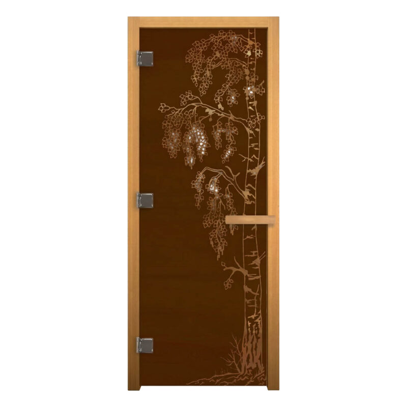 Дверь стеклянная Бронза Матовая "БЕРЁЗКА" 190x70 (8 мм, 3 петли), левая, ольха