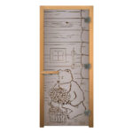 Дверь стеклянная Сатин "МИШКА" 190x70 (8 мм, 3 петли), правая, ольха