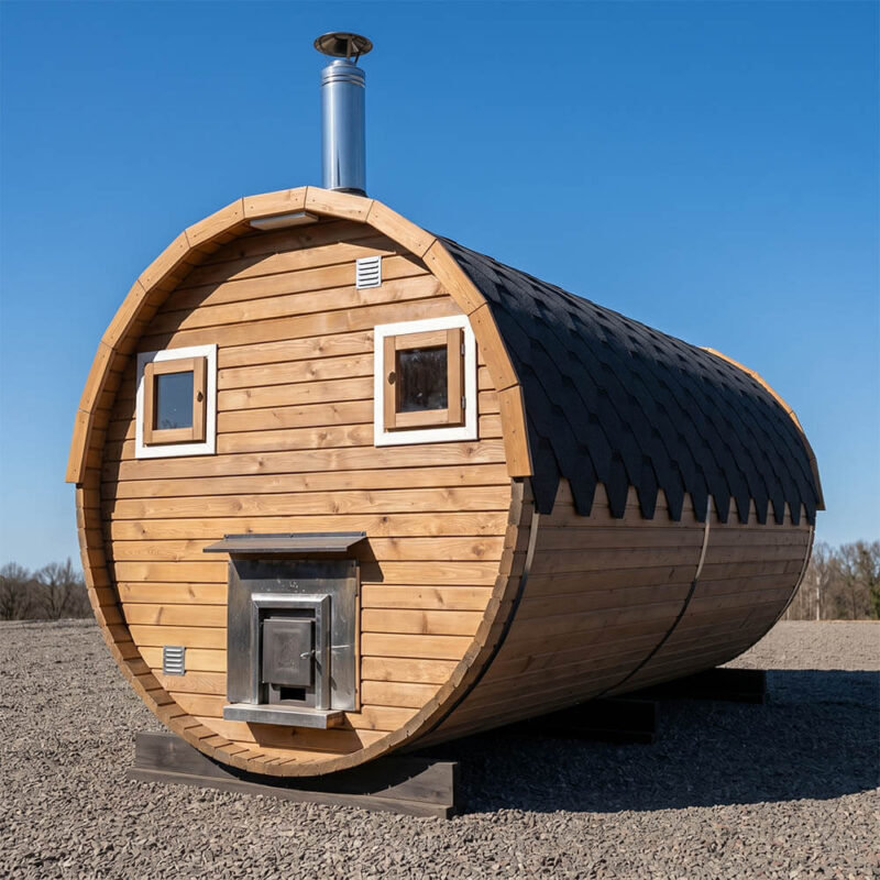 баня бочка 4х2.3 метра сзади