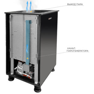 Электрокаменка EVEREST Black Crystal Steam S90 9кВт с парогенератором сзади