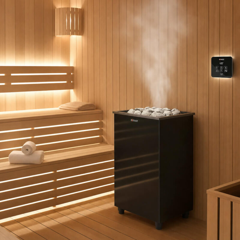Электрокаменка EVEREST Black Crystal Steam S90 9кВт с парогенератором в бане